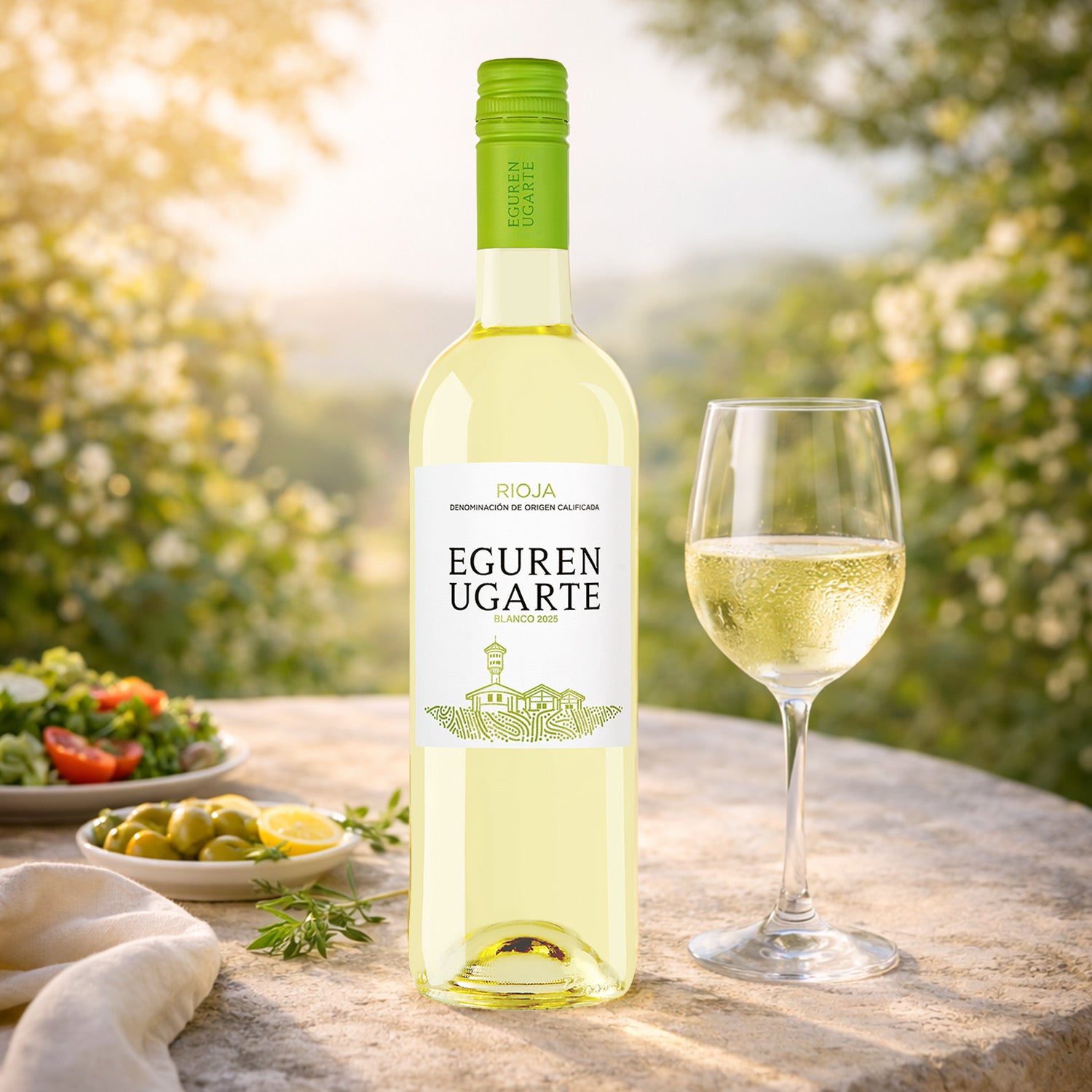 Eguren Ugarte Blanco 2025 Rioja Weißwein Spanien mit Weinglas